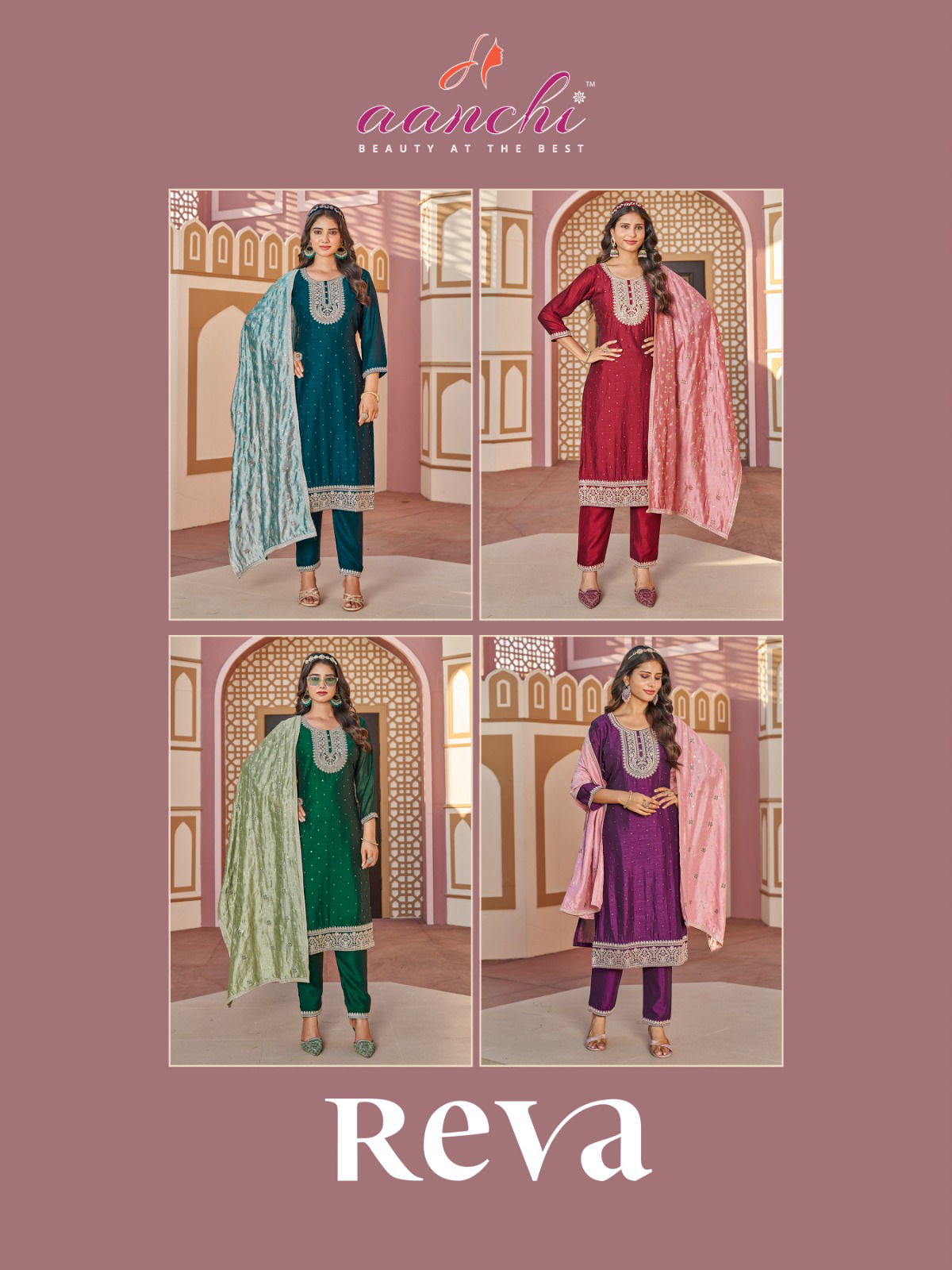 Reva By Aanchi Vichitra Silk Kurti With Bottom Dupatta Suppliers In India

